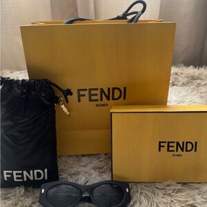 Fendi Black Sunglasses with Gold Logo